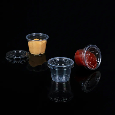 kopen Eenmalige transparante kleine mini-voedselcontainer Plastic Sauce Cup met deksel online manufacture