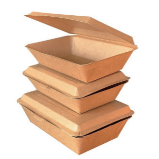 satın al Tek kullanımlık 280ml Clamshell Kağıt Kutusu Sızıntı geçirmez Kraft Kağıt Alışveriş Kutusu online manufacture