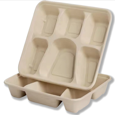 acheter 9 pouces*6 boîte à manger de pâte à papier en grille Eco-friendly Compostable emporter des contenants online manufacture