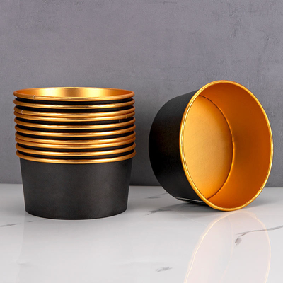 Beli 8oz / 12oz / 16oz / 20oz / 24oz / 32oz Black Paper Soup Bowl Dengan Tutup Untuk Makanan Panas Emas Foiled Paper Bowl online manufacture