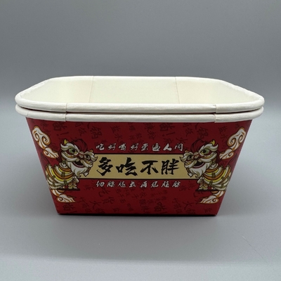 購入 健康食品のための蓋付きの四角箱 生物分解性のある使い捨て紙の四角鉢 online manufacture