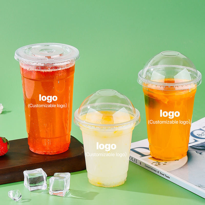 comprar Taza de plástico desechable ecológica, biodegradable, compostable, transparente, de PLA, PET y PP, con tapa online manufacture