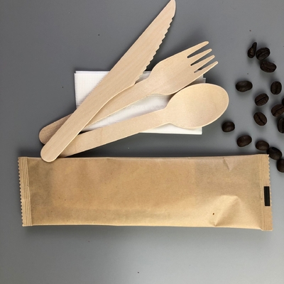 acheter Chine fournisseur kit de couverts en papier enveloppé cuillère en bois ensemble fourchette de bois couteau et serviette online manufacture