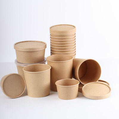 comprare Coppe di carta con logo personalizzato, ciotole di zuppa, secchi di zuppa in carta kraft usa e getta online manufacture
