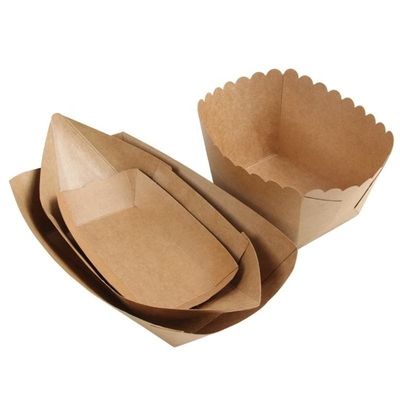 comprar bandeja de papel Kraft para comida, bandeja desechable de papel Kraft para barcos con recubrimiento de PLA bandeja de papel de comida rápida online manufacture