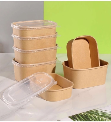 kopen Voor het afnemen van voedselgraad kraftpapier container bak rechthoekig kraftpapier voedseldoosje online manufacture