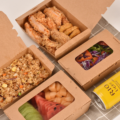 comprare Cartone alimentare in carta kraft all'ingrosso Insalate di frutta da asporto Confezione pranzo Con finestra trasparente online manufacture