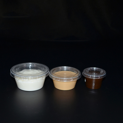 comprare Tazze di salsa per dessert usa e getta compostabili PLA Biodegradabili Tazze di porzione con tappo di sigillo online manufacture