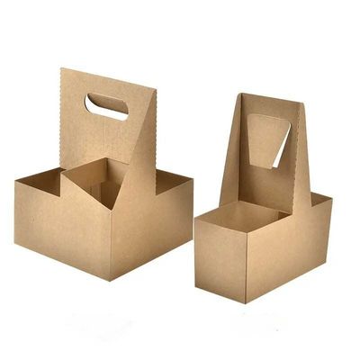 kopen Dranken gegolfde wegwerpbasis draagbare takeaway verpakte warme drank koffiekophouder drankdrager met handvat online manufacture