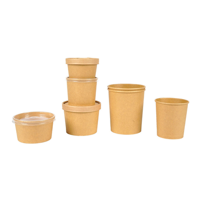 acheter Cuve à soupe en papier kraft jetable écologique avec couvercle rond pour salade collation lait cuisine à emporter online manufacture