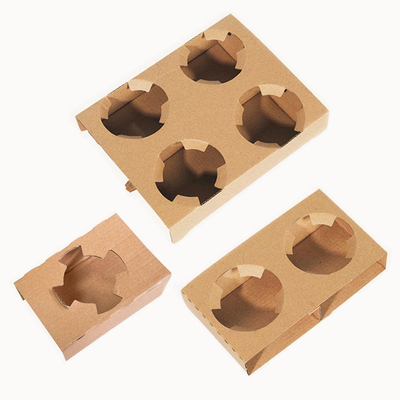 Beli Kraft Paper Cup Holder Pengemasan sekali pakai Isolasi Kraft Paper Cup Holder untuk Tray Takeout Packing online manufacture