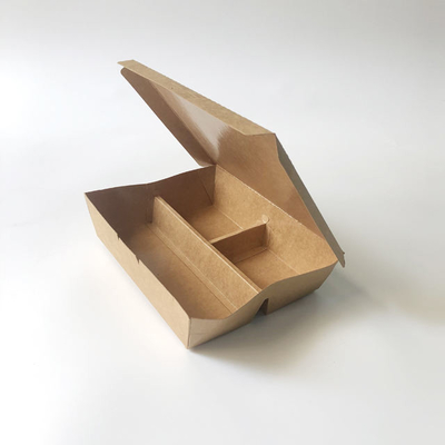 購入 一回使用可能なクラフト紙箱 食品容器 3 コンパートメント 紙食品包装 online manufacture
