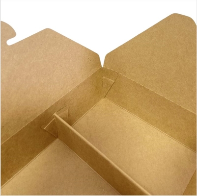 Buy Biodegradable 2 Compartments Fast Food Compartment Container Take Out Brown Kraft Paper Food Lunch Box online manufacture