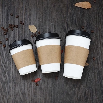 Beli Custom Logo Corrugated Cardboard Paper Cup Jacket untuk Minuman Panas dan Dingin Kraft Coffee Cup Sleeves online manufacture