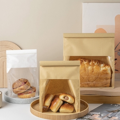 satın al Tost Sandviç Paketlemesi için Şeffaf Pencereli Kraft Kağıt Ekmek Torbası Özel Logo Baskılı Beyaz ve Kahverengi Seçenekler online manufacture