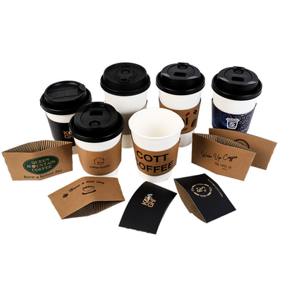 Beli Sleeve kertas Custom sekali pakai cangkir kopi Sleeve tahan panas cangkir Sleeve Pencetakan online manufacture