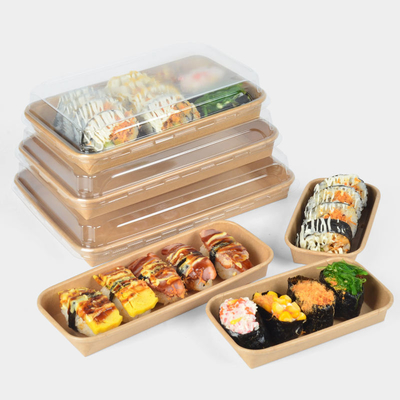 Купить Биоразлагаемый Kraft Take Away Take Out To Go Ресторан прямоугольный одноразовый бумажный пластиковый контейнер для суши online manufacture
