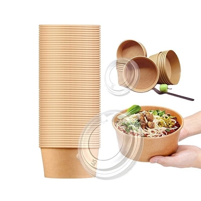 comprare Campione gratuito Riciclabile Insalate personalizzata carta di qualità alimentare piatto di carta Kraft scodella di carta rotonda online manufacture