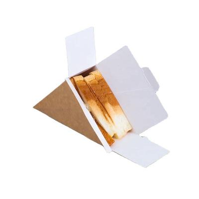 kaufen Neues Design, kundenspezifisch bedruckte Papier-Sandwichboxen, dreieckige Sandwichverpackungen aus Papier mit Fenster online manufacture