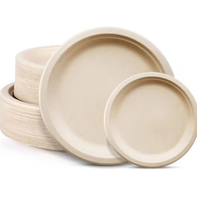 Plate de pâte ronde de 9 pouces Biodégradable Canne à sucre Plate jetable