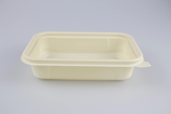 El nuevo diseño de embalaje de comida para llevar caja de almuerzo almidón de maíz recipiente de alimentos rectangulares de 500 ml