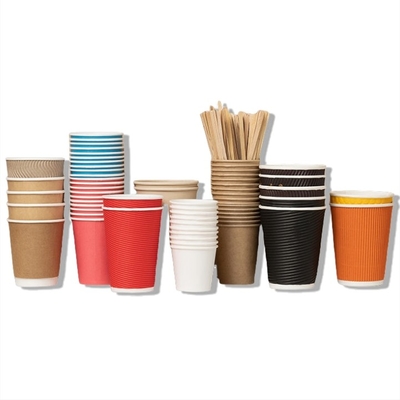 Custom Printed Logo Eco-Friendly Biodegradable Disposable Paper Cups Lids Double Wall Single Wall Cups