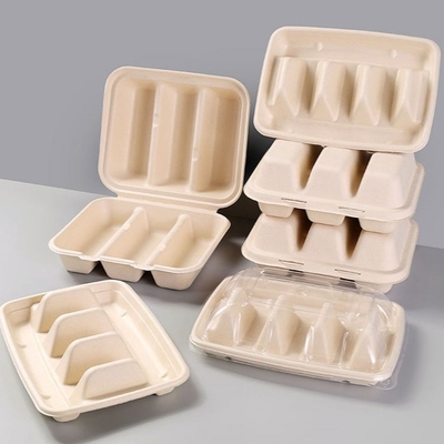 Porte-taco Plateau de tacos 3 compartiments Boîte à emporter Boîte à bagages biodégradable à base de canne à sucre