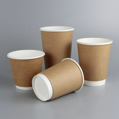 Coppe di carta biodegradabili a doppio strato stampate con logo personalizzato Coppe rotonde singole per caffè