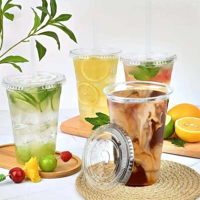 Jednorazowe plastikowe kubki PET z pokrywkami, kubki do smoothie, koktajli mlecznych, przezroczyste jednorazowe kubki z tworzywa PET do herbaty boba i mlecznej