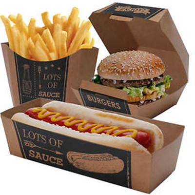 New Style Custom Sized Burger Packing Box Food Grade Printed Corrugated Kraft Paperboard Matt Lamination for Hamburg Packaging